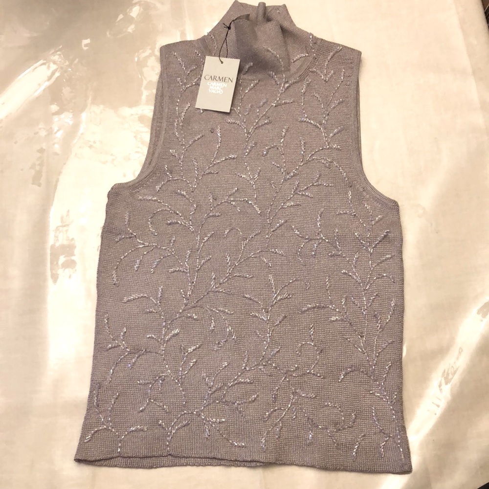 Carmen Marc Valvo Beaded Blouse, Size M